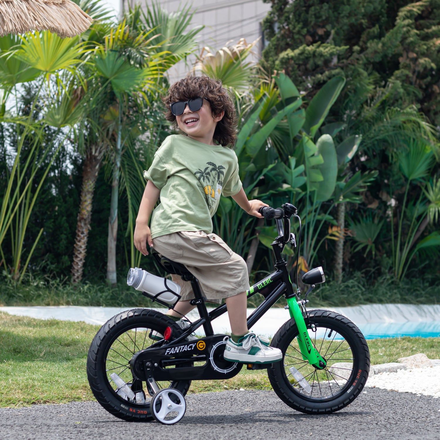 Glerc 16 inch Kids Bike for Child 4-8 Years Old Boys & Girls, Black, Size: 16 inch with Trainwheels
