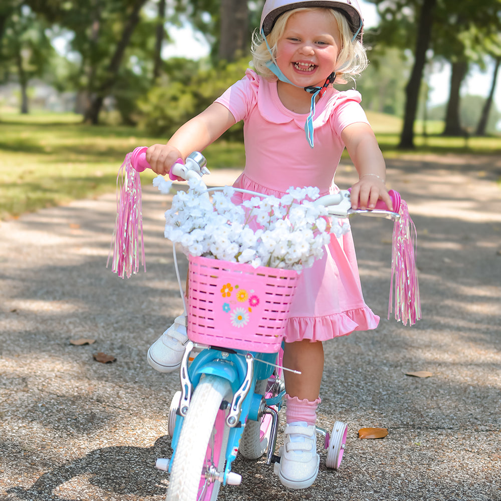 Fun Handlebar Streamers Pink Sparkle Tassels For Kids Bike