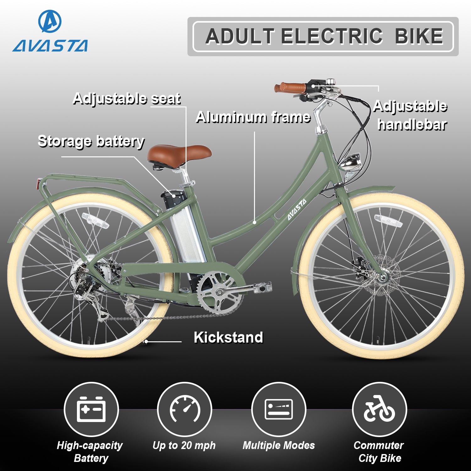 Glerc 26" 6 Speed Electric Cruiser Bike-Astrid E+