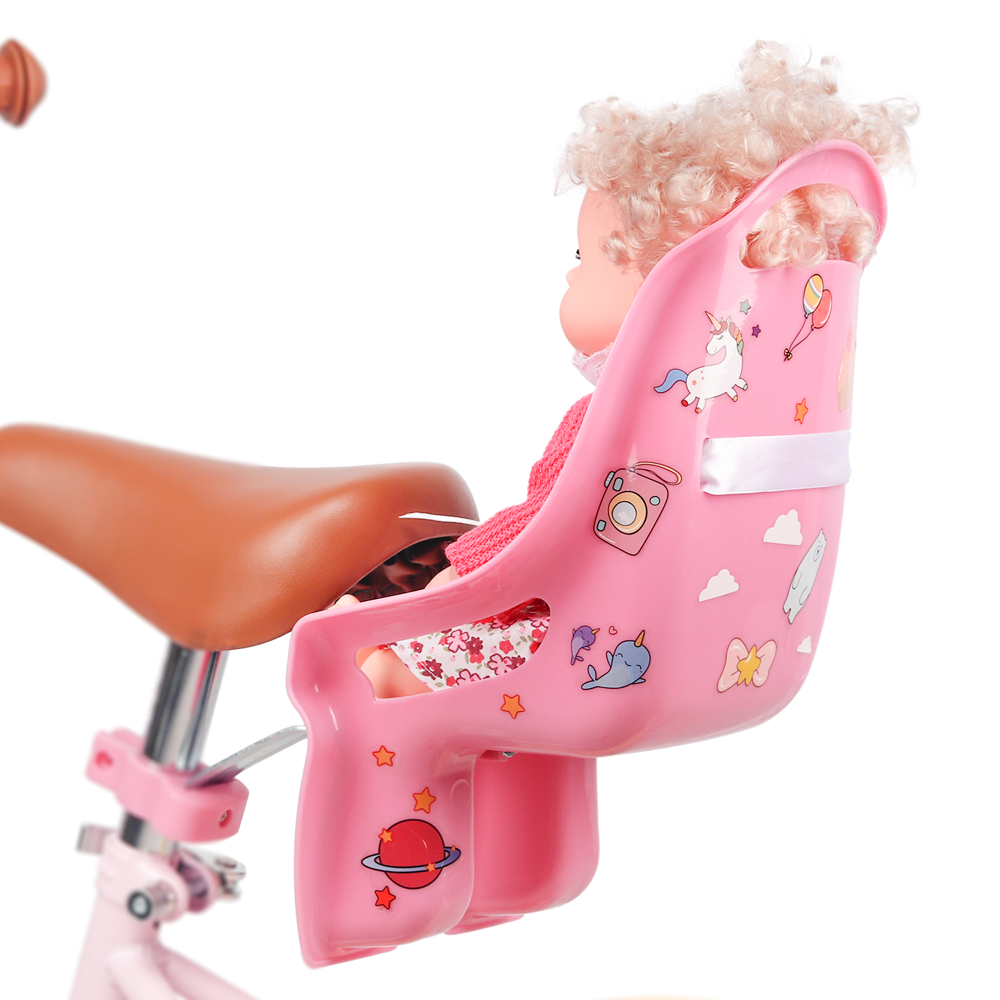AVASTA Doll Bike Seat for Girls' Bike, Kids Bike Accessories, Doll Carrier Fits Standard Sized Dolls and Stuffed Animals, Pink & Purple 